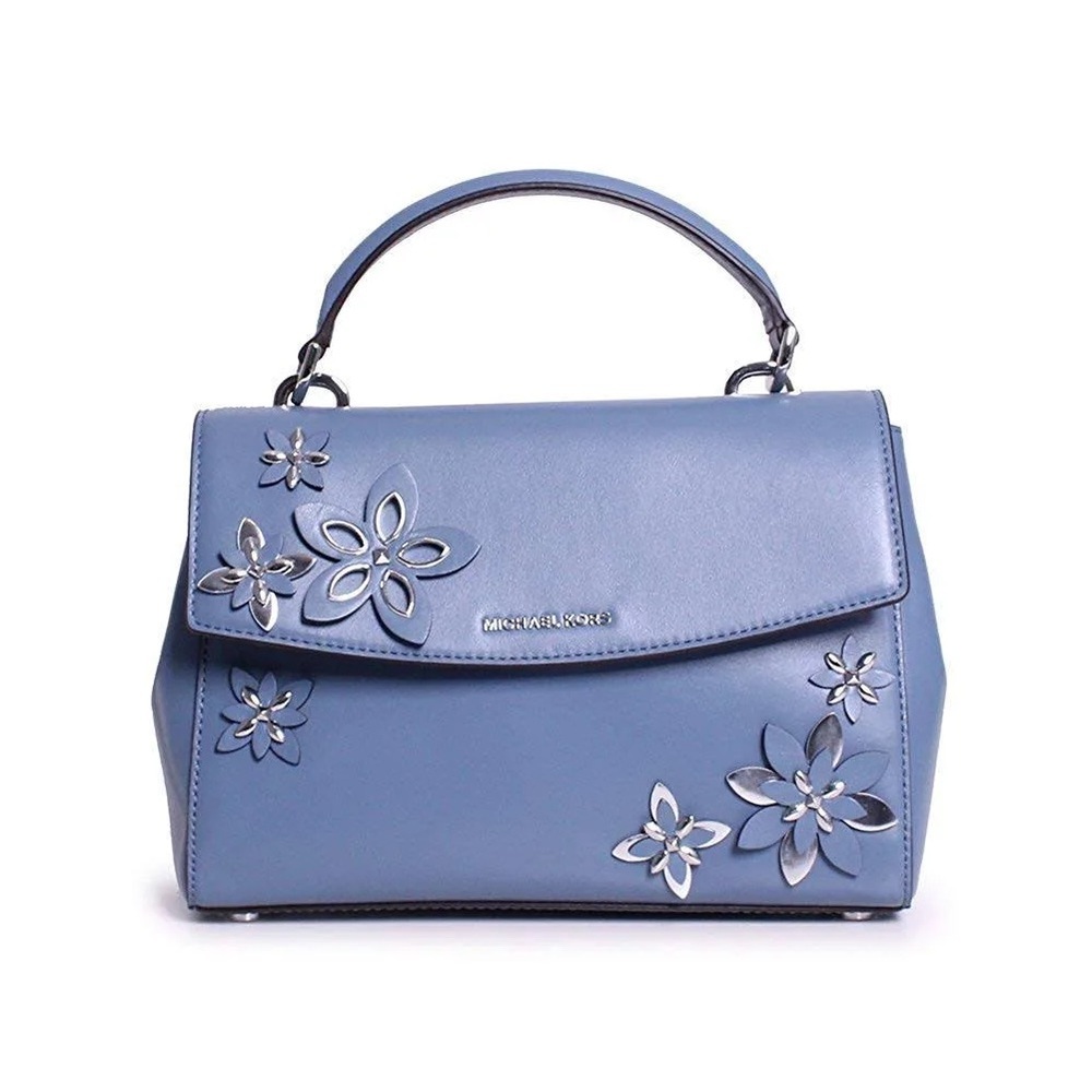 Michael Kors Ava Flowers Small Leather Satchel Handbag Purse